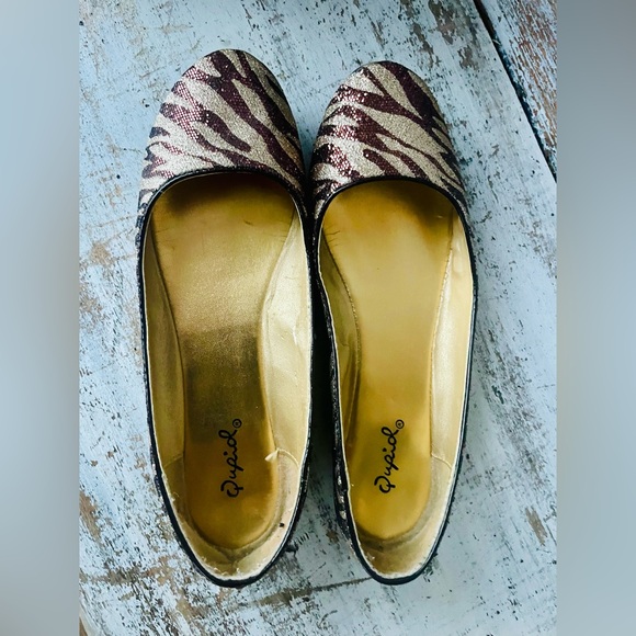 Qupid Sparkly Animal Print Flats Unknown Size - Picture 3 of 9